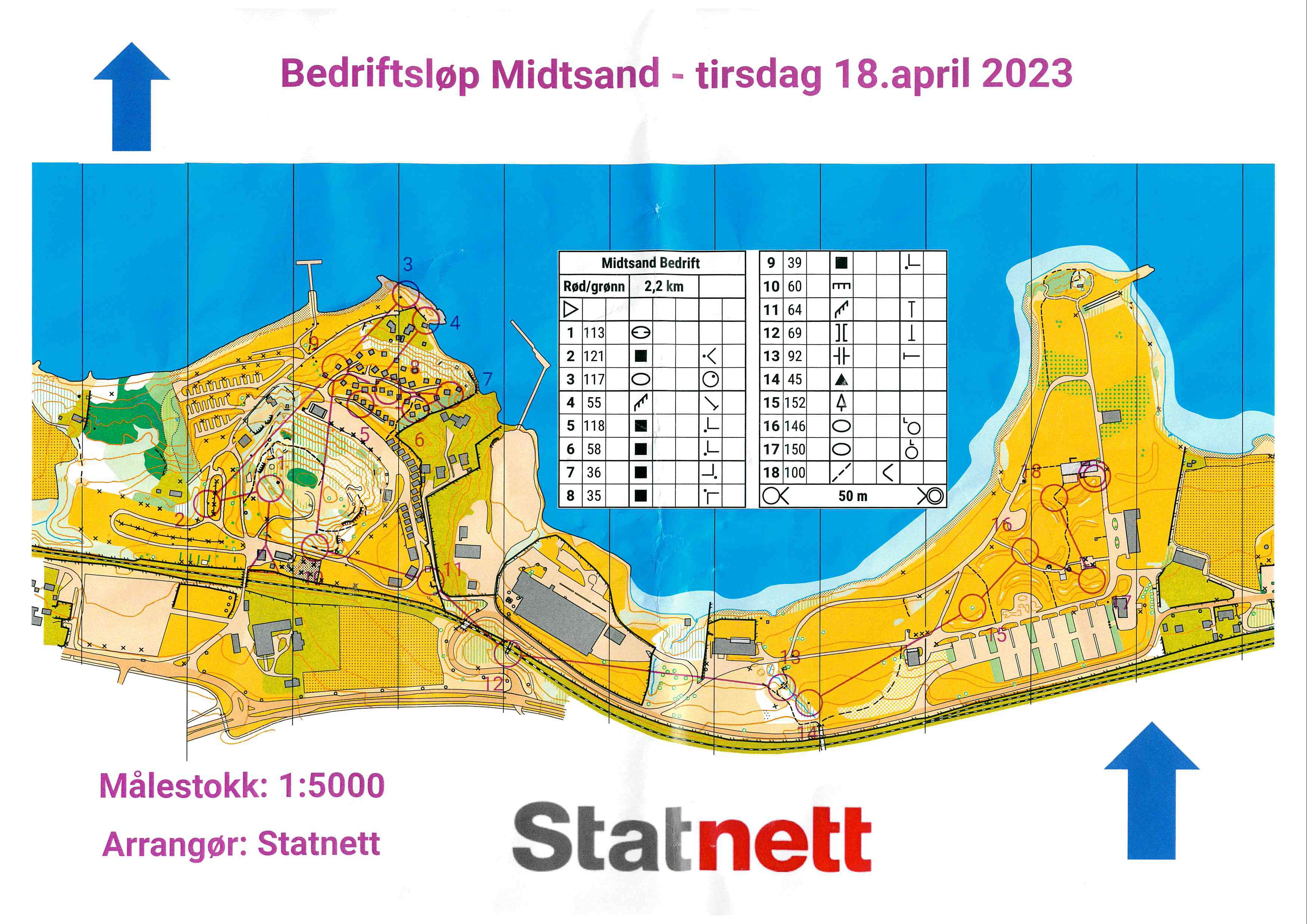 Bedrifts-o-løp, spint, Midtsandtangen (18.04.2023)